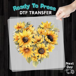 Heart-Shaped Sunflower DTF Transfer, Cheerful Floral Summer Decor, Watercolor Iron-On Decal for Nature Lovers, Positive Energy Art Bild 12