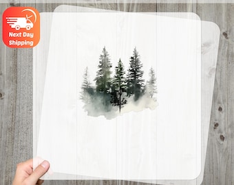 Nature Scene Boho DTF Transfer for Outdoor & Nature Lovers T-Shirt - Watercolor Pine Trees Ready To Press Forest Theme
