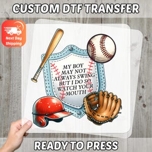 Retro Baseball Mom Funny DTF Transfer for T-shirt & Sweatshirts, Youth Sports Fan Iron-On Design, Mother&#39;s Day or Game Day Apparel