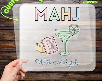 MAHJ With Mahgirls Mahjong Game Night DTF Transfer, Retro Social Gamer Iron-On Decal, Mahjong Enthusiast Heat Transfer Gift