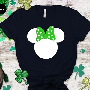 Disney St Patrick's Day Shirt, Minnie Mouse Shirt, Coquette Irish Minnie Shirt, Lucky Minnie Bow Kids Shirt, Disney Girl Irish Gift