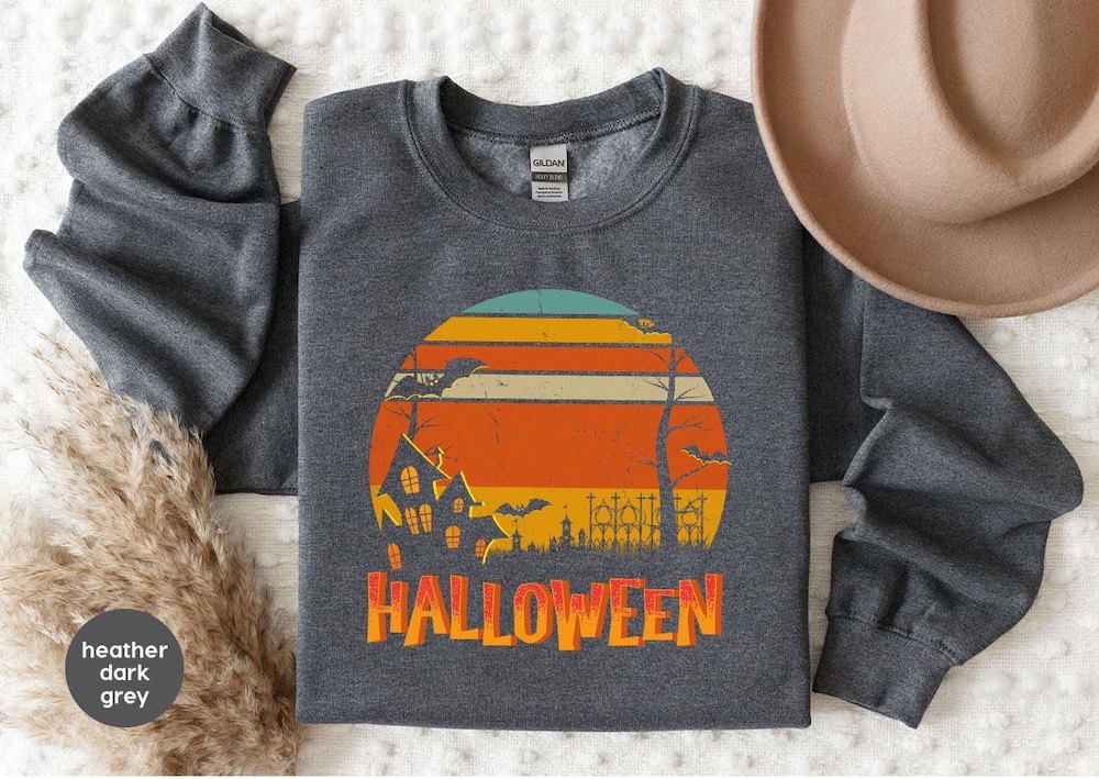 Vintage Halloween Sweatshirt, Spooky Retro Halloween Longsleeve, Vintage Halloween Hoodie, Spooky Halloween Hoodie, Retro Fall Sweatshirt