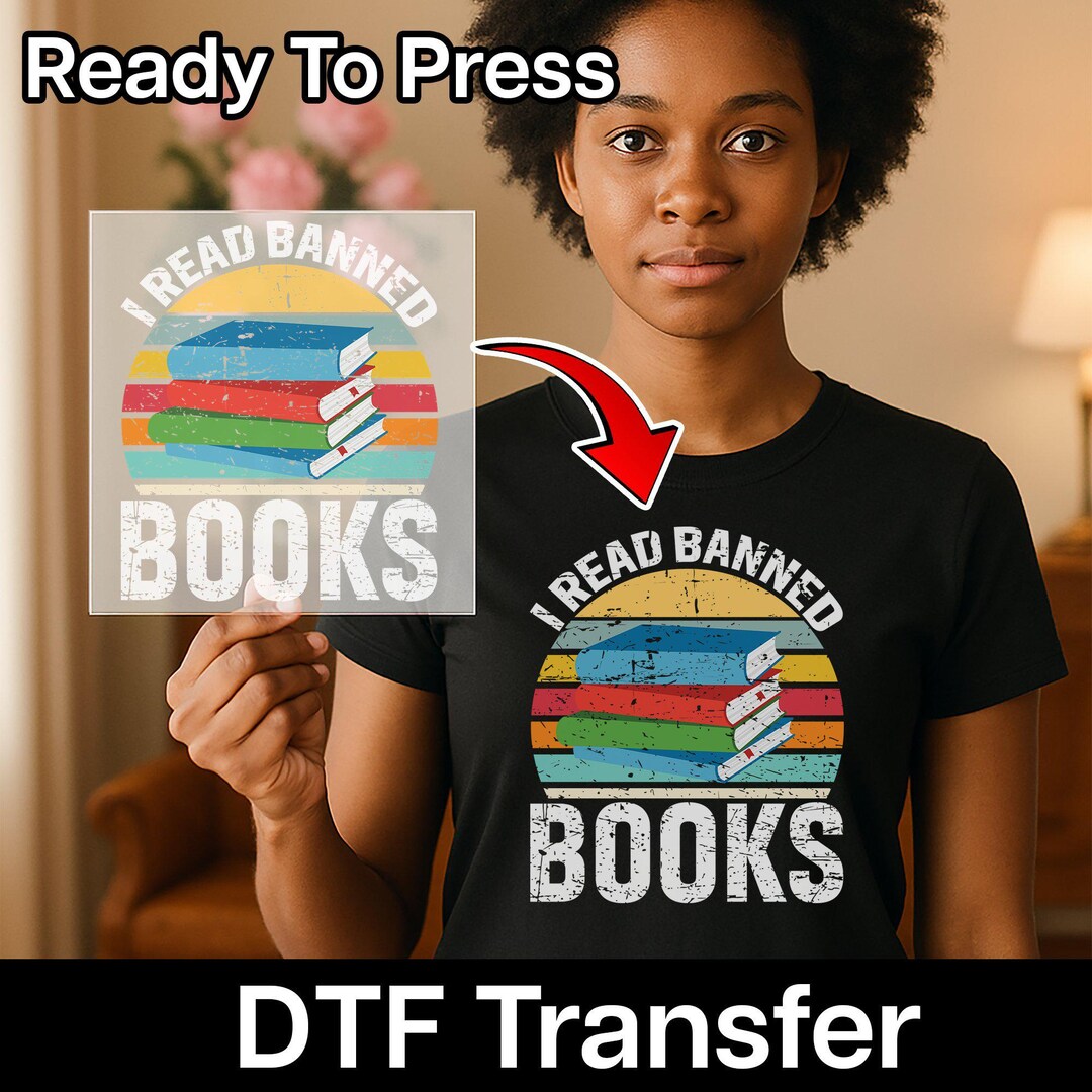 Colorful Book Stack Rainbow DTF Transfer, Inspiring Reader Heat ...