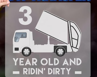 Birthday 3th Year Old, Funny Dump Truck Design for Kids, Cute Wear Iron-On Decal, Playful Construction Vehicle Heat Transfer, Toddler Gift