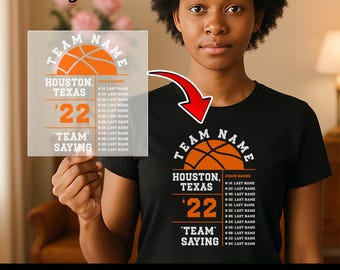 Custom Name Basketball Team  DTF Transfer, Game Day Heat Transfer, Basketball Vibe Ready to Press Decal, Basketbal Support