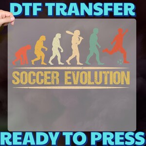 Soccer Evolution Iron-On Ready To Press Dtf Transfer For Shirts, Funny Sports Progress Heat Transfer Design Graphic