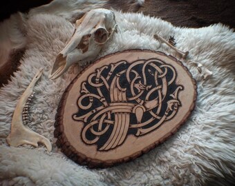 Kungsåra Dragon, HANDMADE Viking Art, Nordic Pyrography/Woodburning, Wall Decor/Hanging