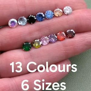 925 Sterling Silver Round CZ Cubic Zirconia Stud Earrings with Gift Bag