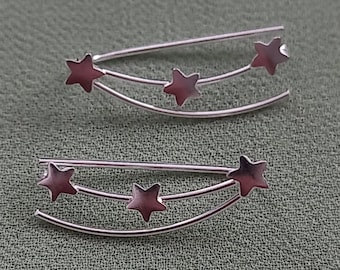 925 Sterling Silver Star Wire Ear Vine Climber Crawler Stud Earrings + Black Velveteen Gift Bag *Free UK Delivery*