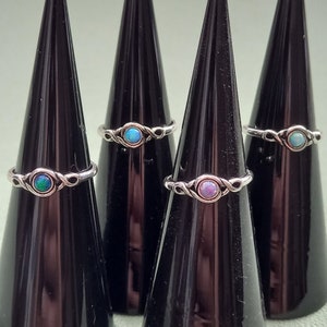 925 Sterling Silver Adjustable Opal Toe / Midi Ring + Gift Bag