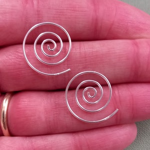 925 Sterling Silver 18x20mm Boho Spiral Swirl Wire Threader Open Hoop Earrings With Black Velveteen Gift Bag *Free UK delivery*