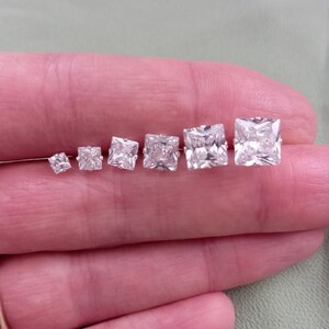 Pendientes de plata de ley 925 con circonitas cúbicas transparentes cuadradas