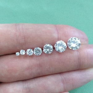 Pair of 925 Sterling Silver Clear Round Cubic Zirconia CZ Stud Earrings 2 - 8mm