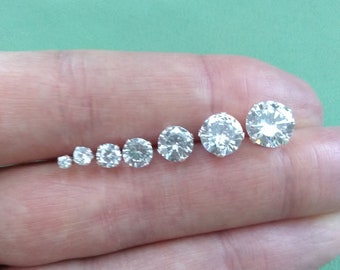 925 Sterling Silver Clear Round Cubic Zirconia CZ Stud Earrings 2 - 8mm + Gift Bag