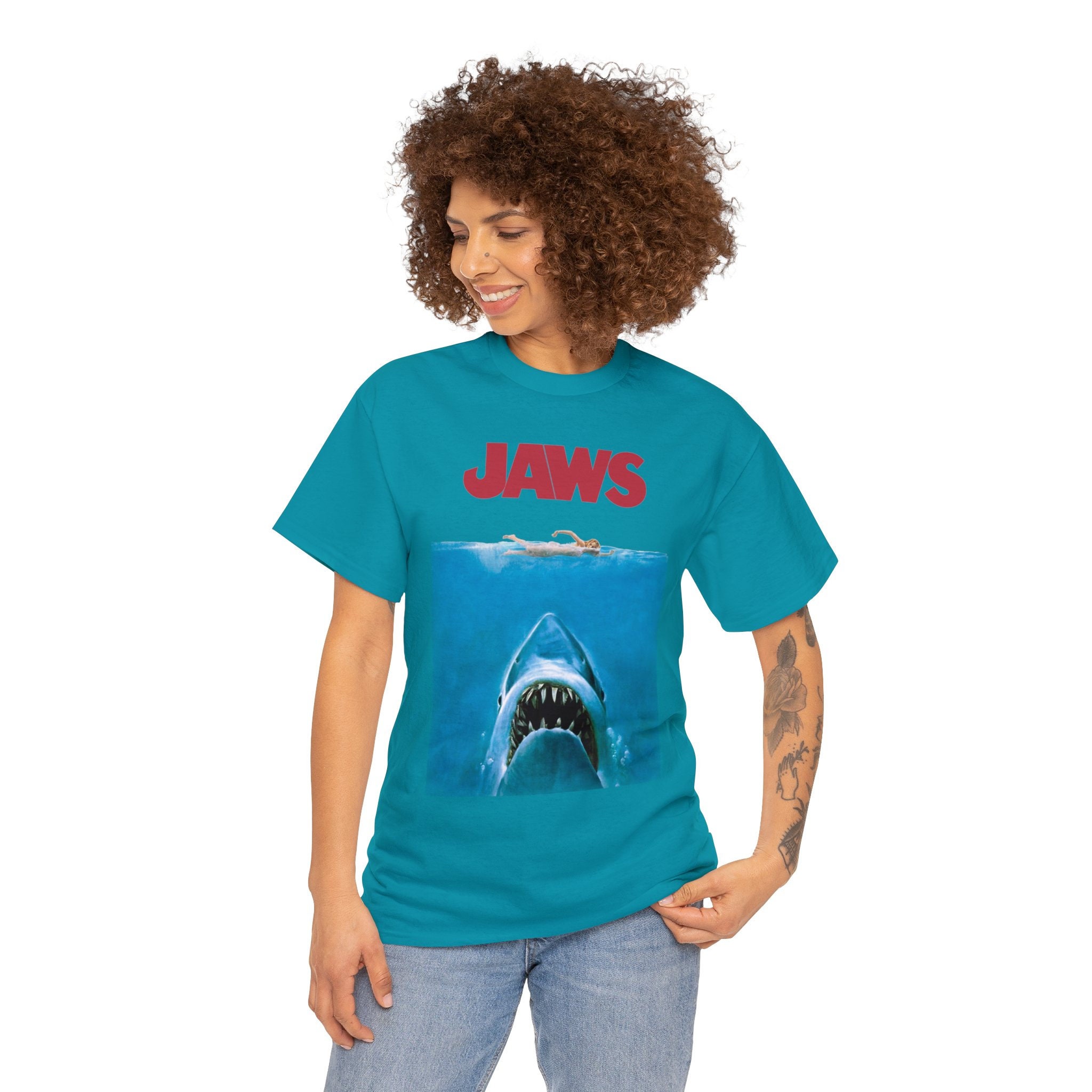 T-shirt Les Dents De La Mer (Jaws) - Poster Du Film - Taille Unisexe - Coton Gildan
