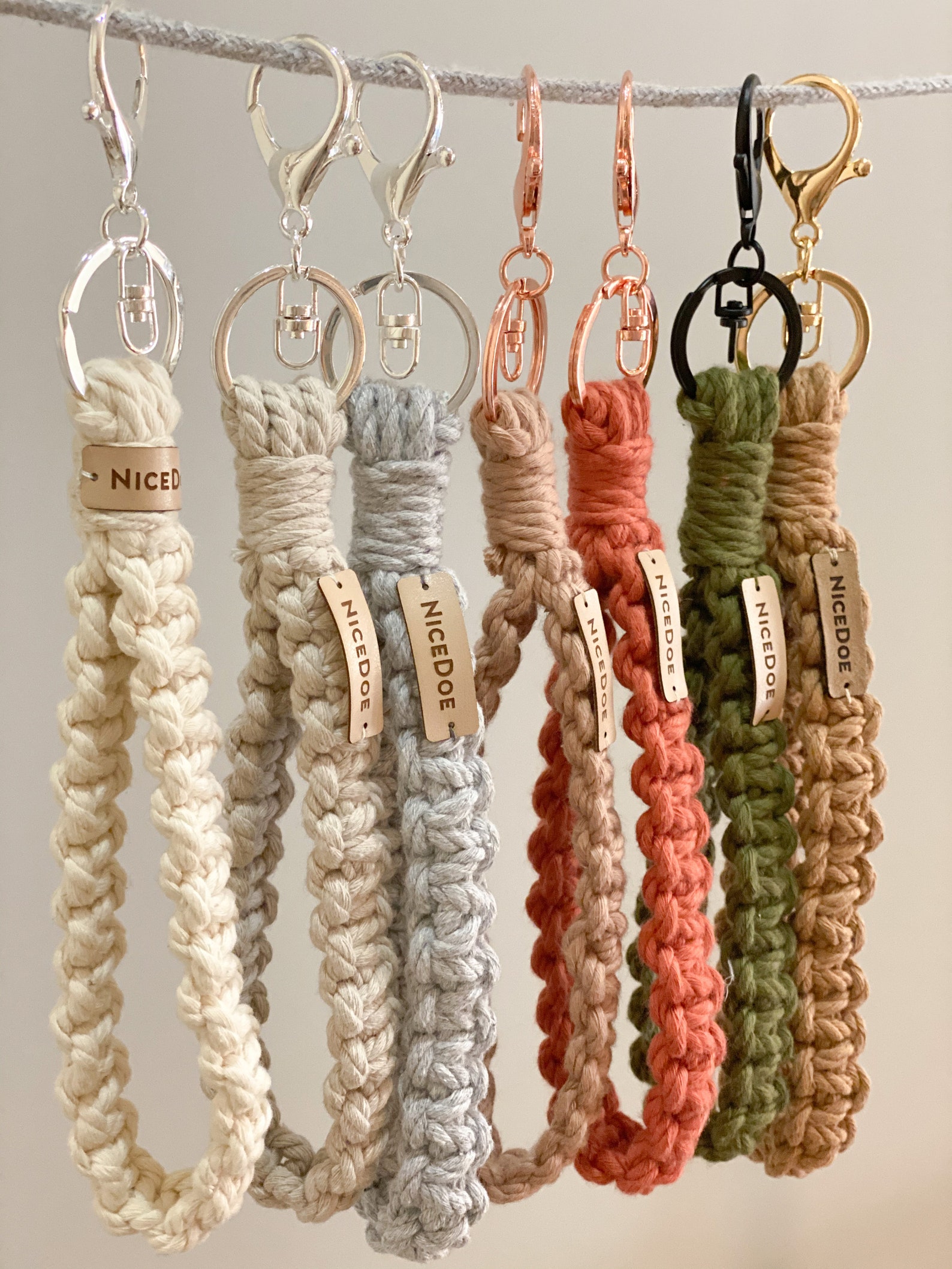 Macrame wristlet keychain wristlet keychain colors gift Etsy
