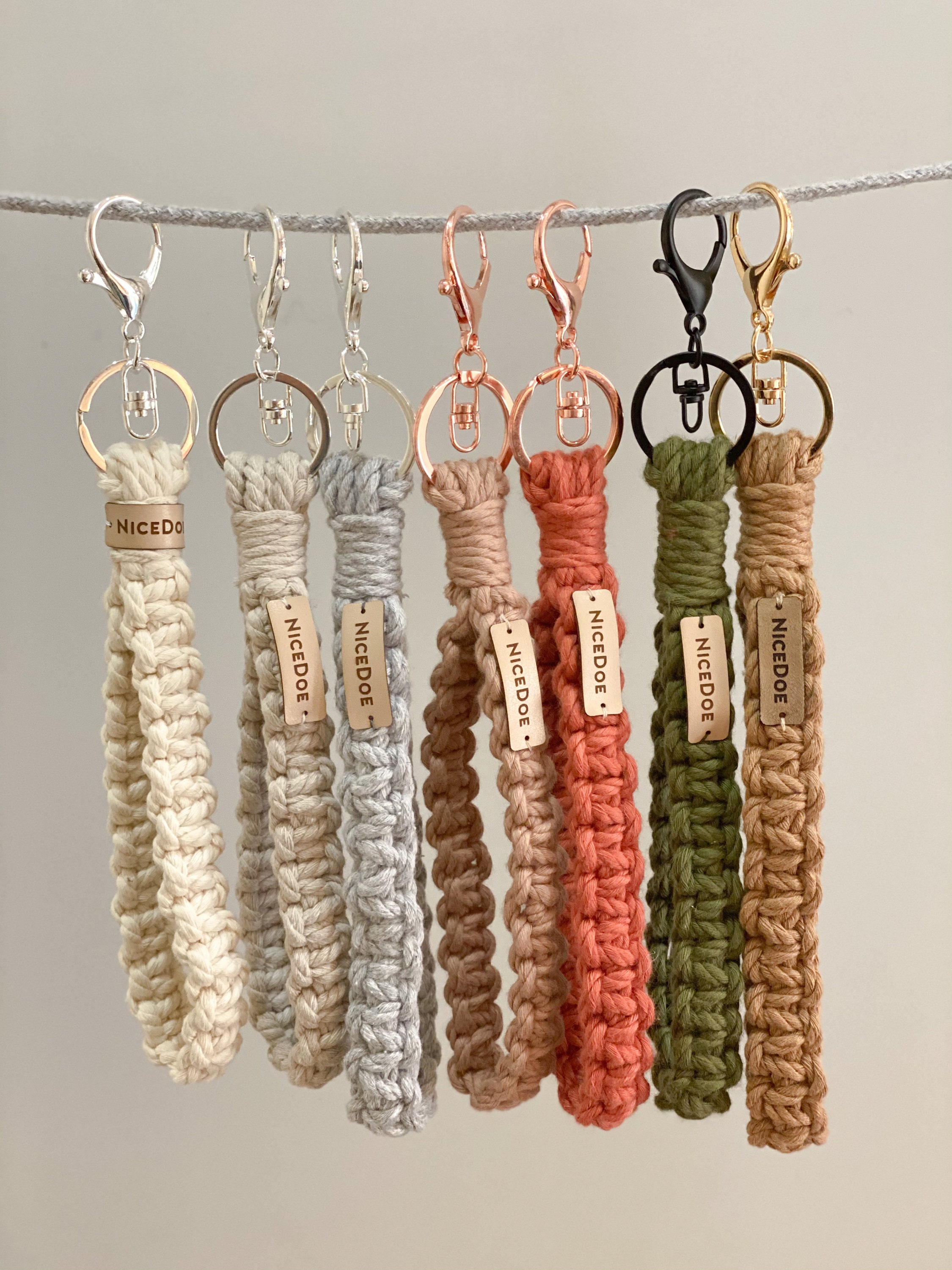 Macrame wristlet keychain wristlet keychain colors gift Etsy