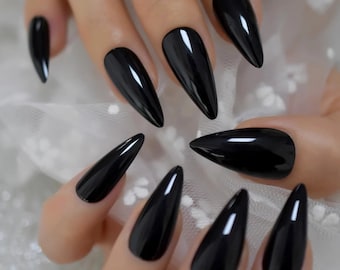 Black Stiletto Nails Etsy