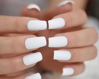 wallpapers Medium Square White Acrylic Nails white acrylic nails etsy