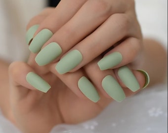 Green Coffin Nails Etsy