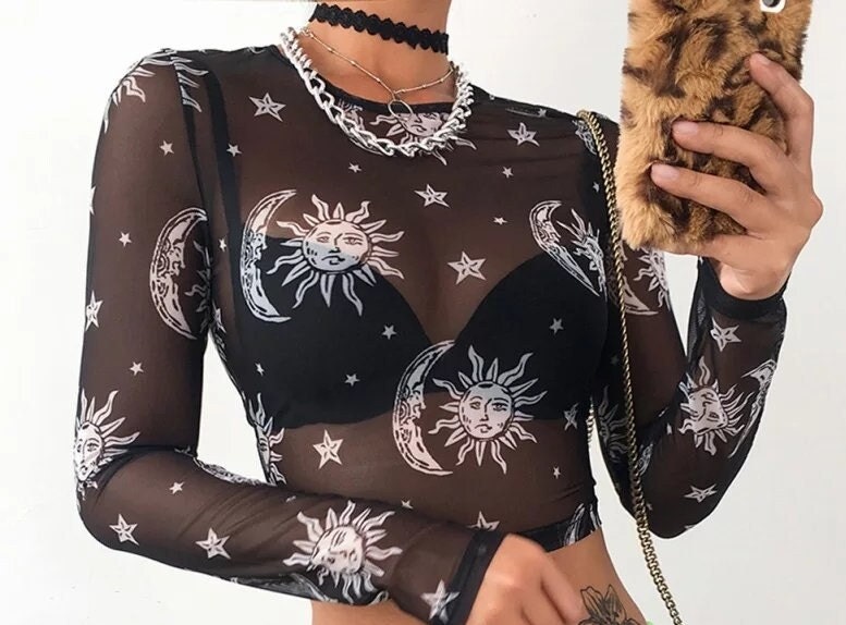Sun Moon Long Sleeve Shirt Funky 