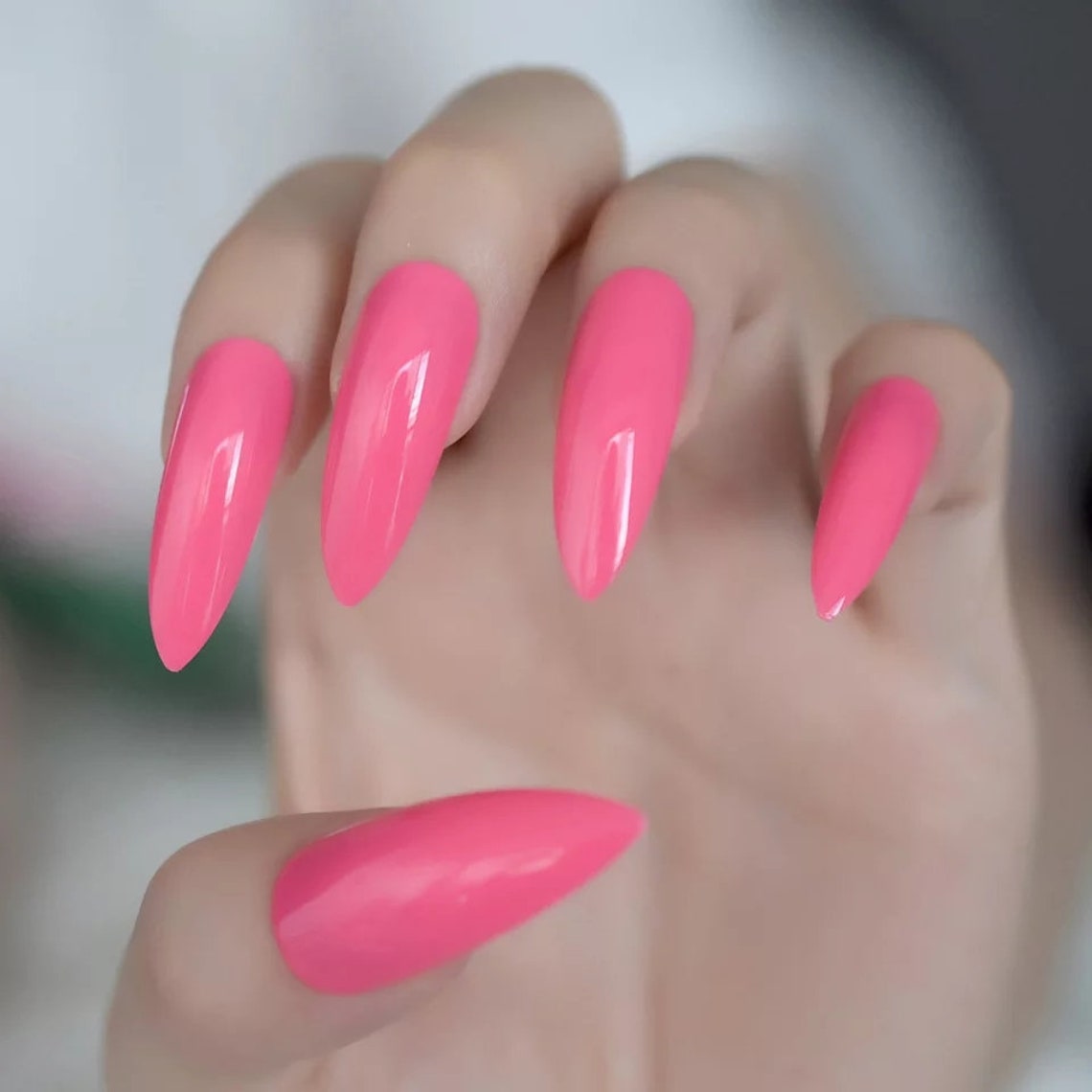 Barbie Pink Stiletto Press on nails Extra Long bubble gum | Etsy