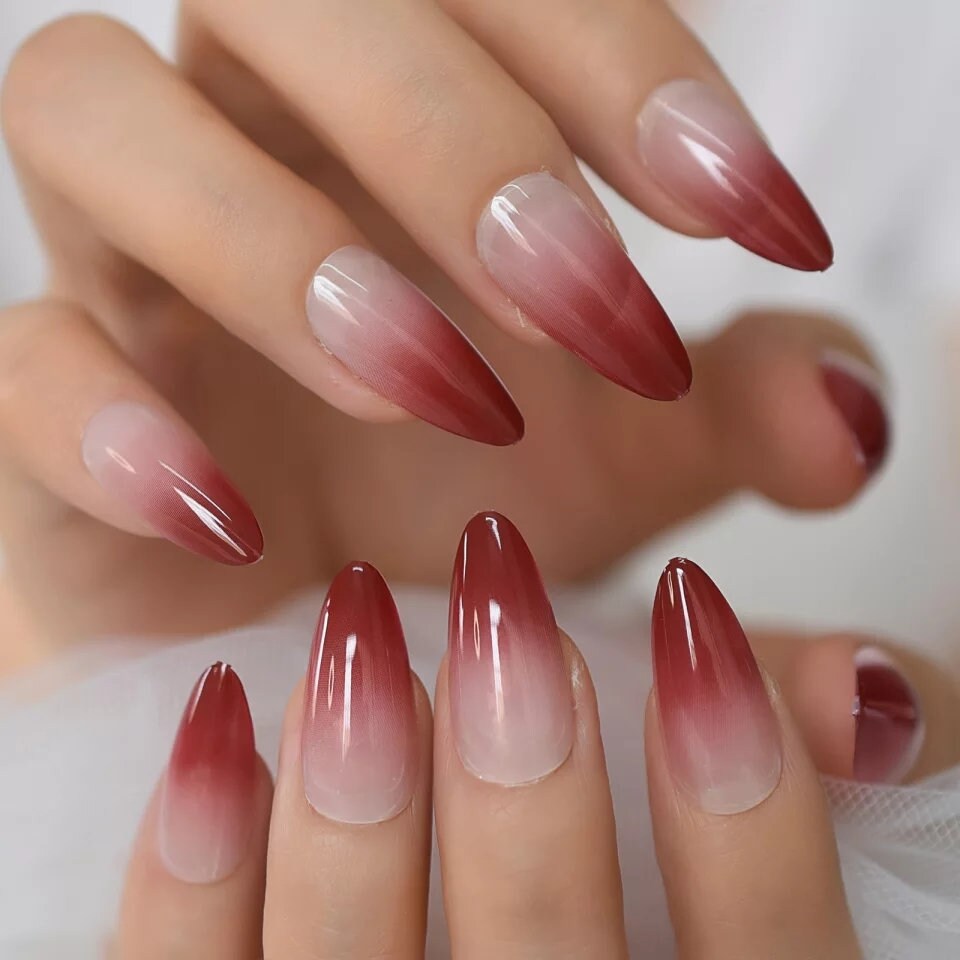 Classic Red Ombre Nails