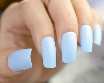 Baby Blue Nails Etsy