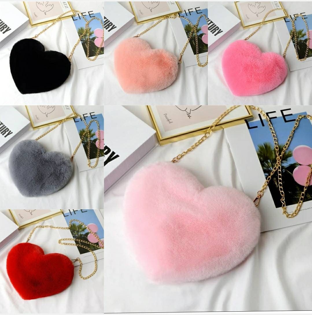 fluffy heart purse