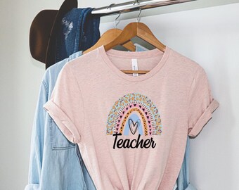 Teacher T-Shirt, Boho Rainbow Teacher Shirt, Cute Teaching Tee, Teacher Gift, Teacher Tshirt, New Teacher Gift
