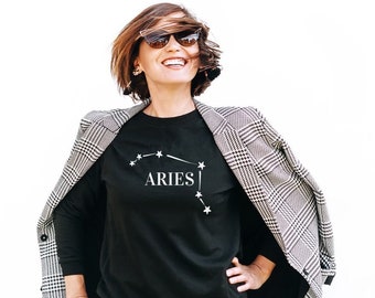 Sudadera Aries, Camisa Constelación Zodiacal, Camisa Aries, Sudadera Aries Zodiac, Regalo Aries, Camisa de cumpleaños, Aries