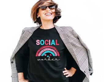 Social Worker Sweatshirt, Social Work Shirt, Social Worker Rainbow Shirt, Gift For Social Worker, Social Worker Sweater, Social Worker Grad