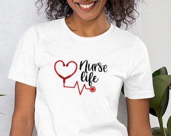 Camisa de vida de enfermera, camisa de enfermera registrada, camiseta de enfermera de manga corta unisex, top ligero de enfermera RN para mujeres, regalo de la semana de enfermeras