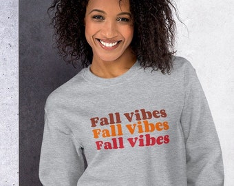 Fall Vibes Sweatshirt, Women's Autumn Crewneck Sweater, Comfy Halloween Shirt, Cute Pullover Graphic Sweatshirt, Gift for Her