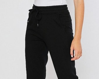 Fleece Tapered Joggers, High Waisted Cotton Blend Sweatpants
