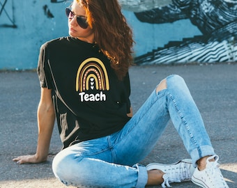 Teacher Shirt, Boho Rainbow Teacher Shirt, Cute Teaching Tee, Teacher Gift, Teacher Tshirt, New Teacher Gift