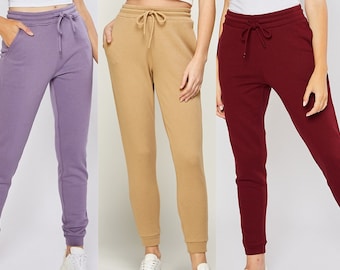 Women's Tapered Jogger Sweatpants, High Waisted Athletic Jogging Pants, Fleece Lightweight Lounge Trousers, Loungewear Track Pants Gift