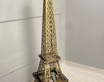 Dekorativ Eiffeltornsskulptur 125 cm – Guldfärgad heminredningsdekor | Paris-tema present till resenärer, arkitekturälskare