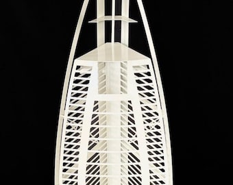 Burj Al Arab Model, 140 cm Iron Sculpture, Luxury Architectural Decor, Modern Metal Art, Handmade Gift for Architects, Unique Home Accent