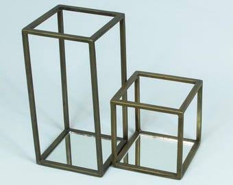 Modern Vintage Geometric Candle Holders, Minimalist Glass Frame Decoration, Centerpiece for Home, 10x10 cm, Height 10 cm (small piece only)