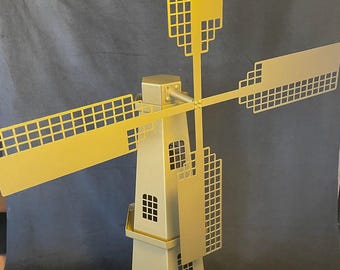 Model metalen windmolen, decoratieve metalen sculptuur, modern huisdecor, handgemaakte replica windmolen, rustiek kantooraccent, h:135 cm