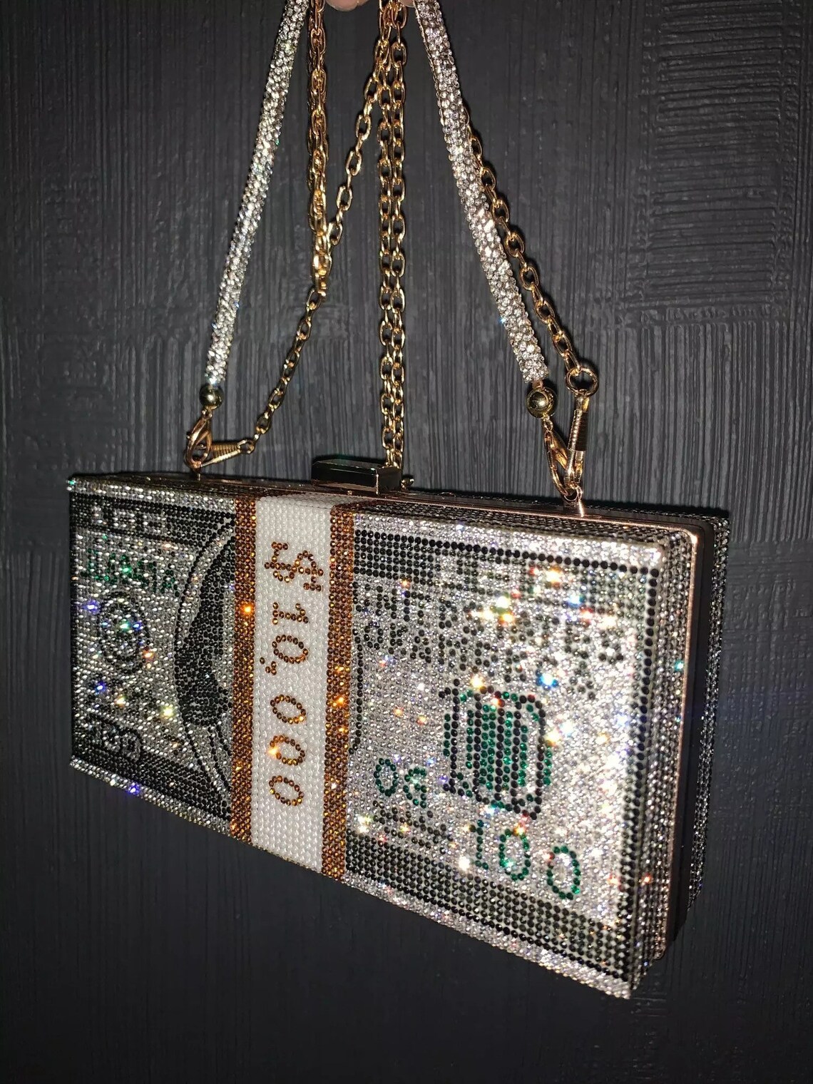 Rhinestone Money Clutch Purse Etsy