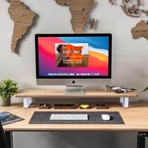 Monitor Stand for Desk Wooden Monitor Riser Walnut Oak Desk Shelf Wood Computer Monitor Stand