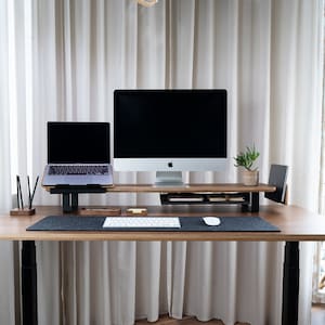 Étagère de bureau tout-en-un 105 cm pour support d'écran, étagère de bureau en bois et en métal avec rehausseur d'écran, cadeau de Noël pour bureau à domicile image 1
