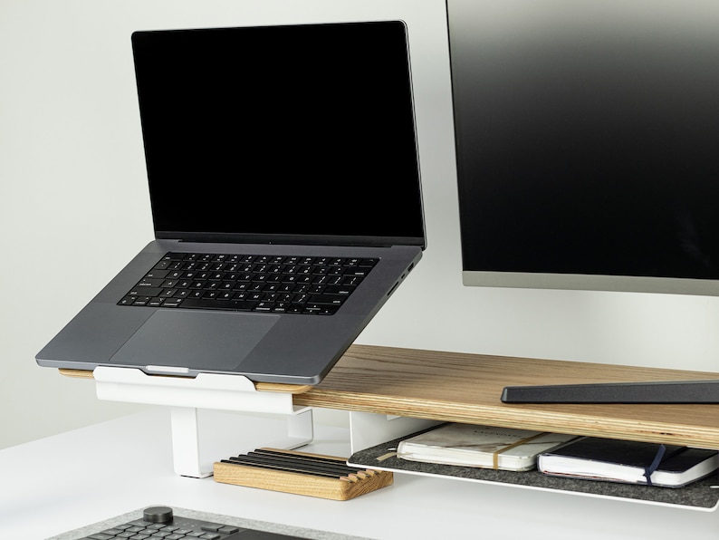 Oak + White Steel Laptop or Macbook Holder