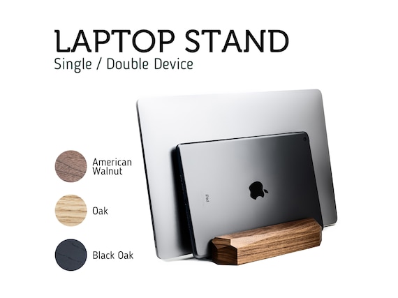 Soporte vertical para ordenador portátil Negro nogal madera Laptop Holder  para MacBook Accesorios de oficina de madera -  España