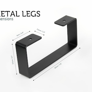 Premium Steel Legs for Desk Shelf 20x9.5cm Black or White Metal Powder Coated Do It Yourself Set of 2 Steel Legs Home Office image 6