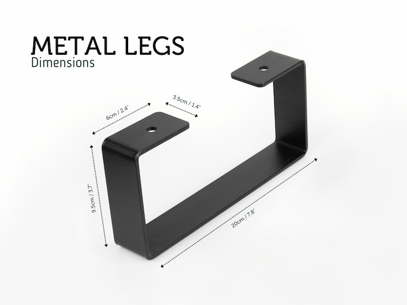 Premium Steel Legs for Desk Shelf 20x9.5cm Black or White Metal Powder Coated Do It Yourself Steel Legs Home Office image 2