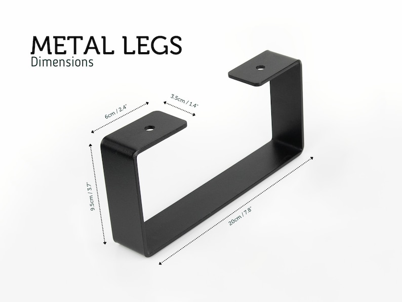 Premium Steel Legs for Desk Shelf 20x9.5cm Black or White Metal Powder Coated Do It Yourself Set of 2 Steel Legs Home Office image 6