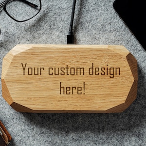 Personalized Double Wireless Phone Charger / Your Custom Design on 15W Qi Charger / Personalized Gift for Him, Her, Men / Docking Station